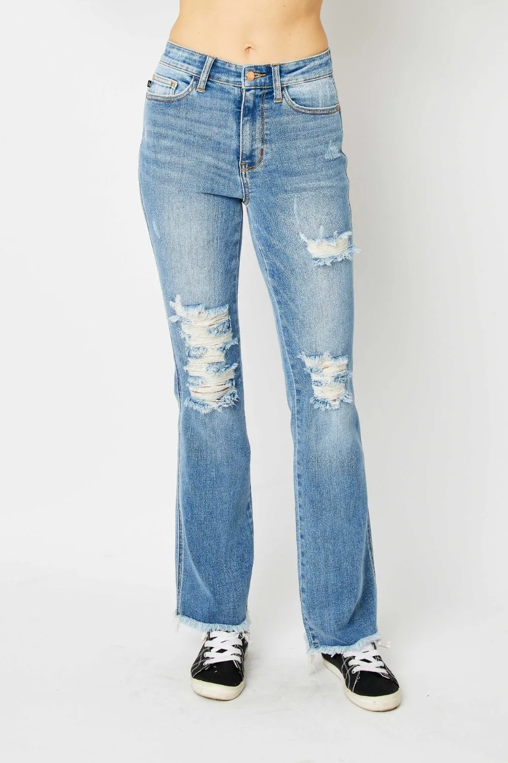 The Carrion- Distressed Raw Hem Bootcut Judy Blue Jeans