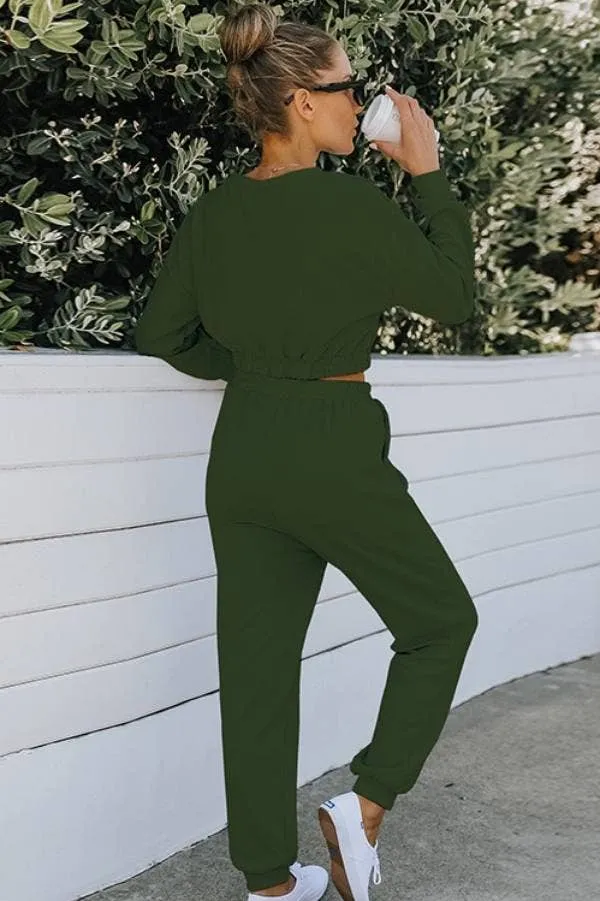 Two-Piece Lounge Set - Olive Green
