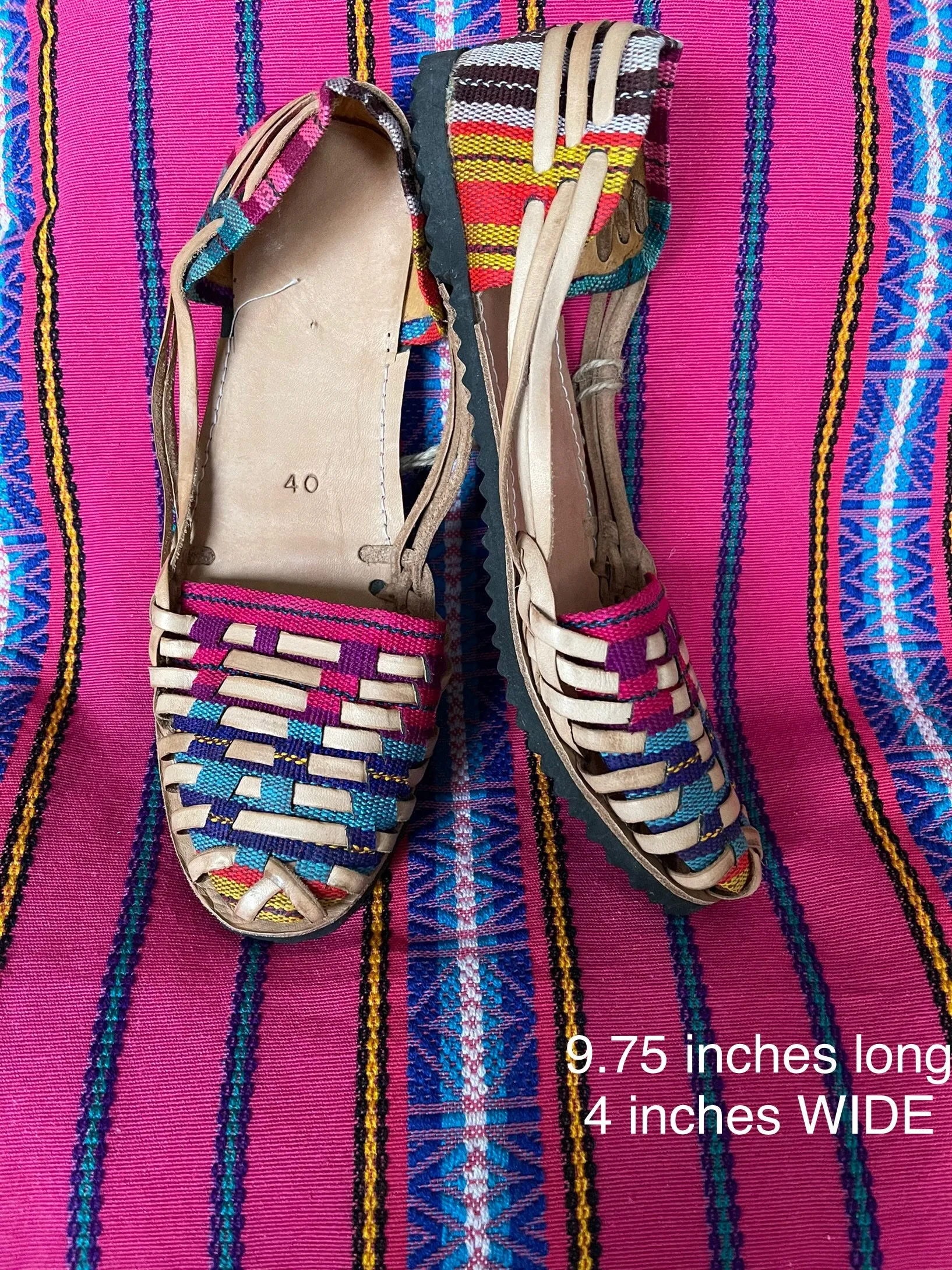 US 8.5/9- Handmade Colorful Leather Huarachas-  CLICK FOR MORE STYLES