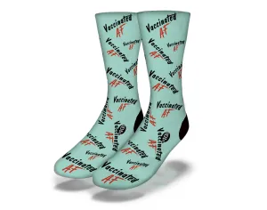 VACCINATED AF Funny Coronavirus Novelty Socks (Teal)