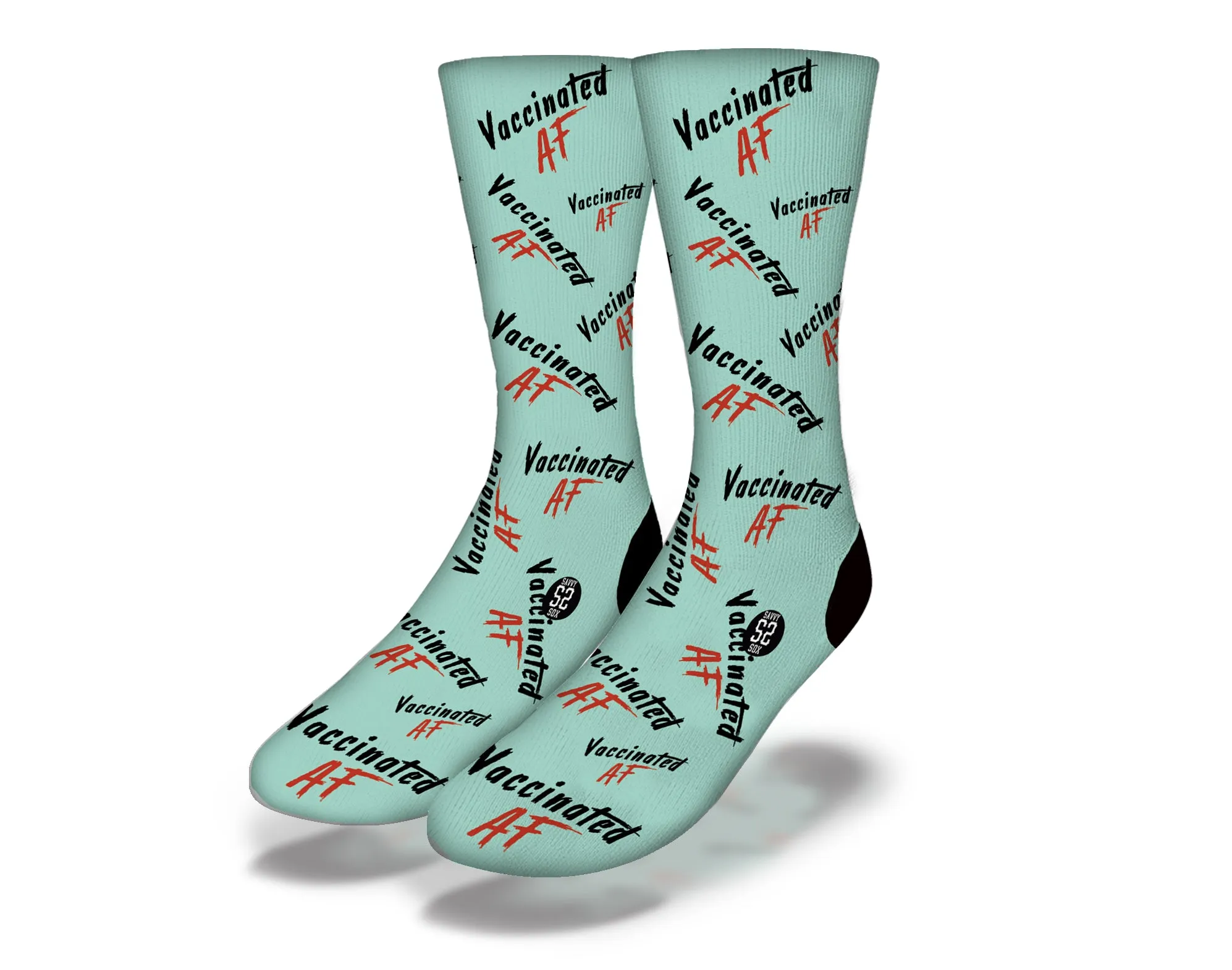 VACCINATED AF Funny Coronavirus Novelty Socks (Teal)