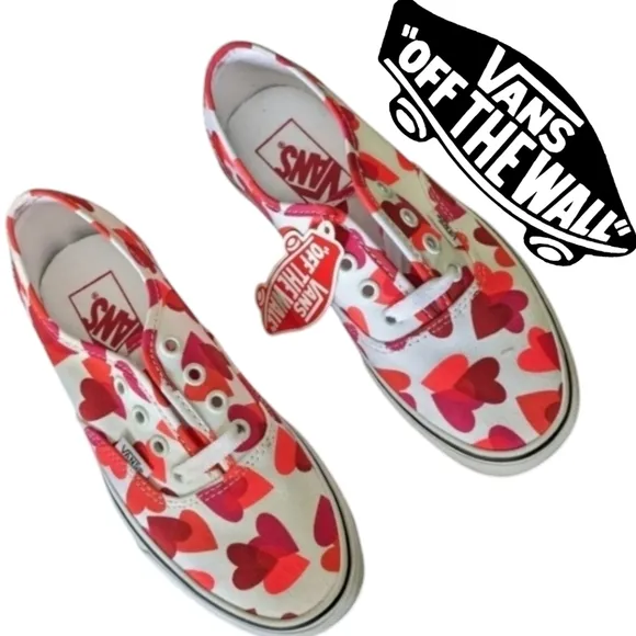 Vans Authentic Valentine Hearts Girls 3.5 Youth VNOA348A40Q Red and White 022025