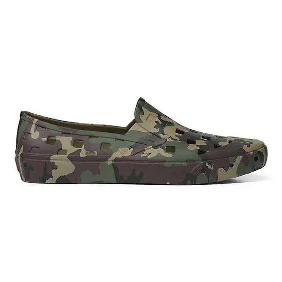 Vans Big Kids Unisex Trek Camouflage Green Slip On Sneakers/Sz:3/NWT