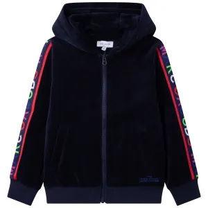 Velour Jogging Cardigan - Navy