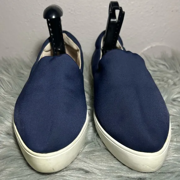 Vince Satin Pointed Toe Slip On Sneaker Navy Blue Navy Slip-On Sneakers Sz 8.5