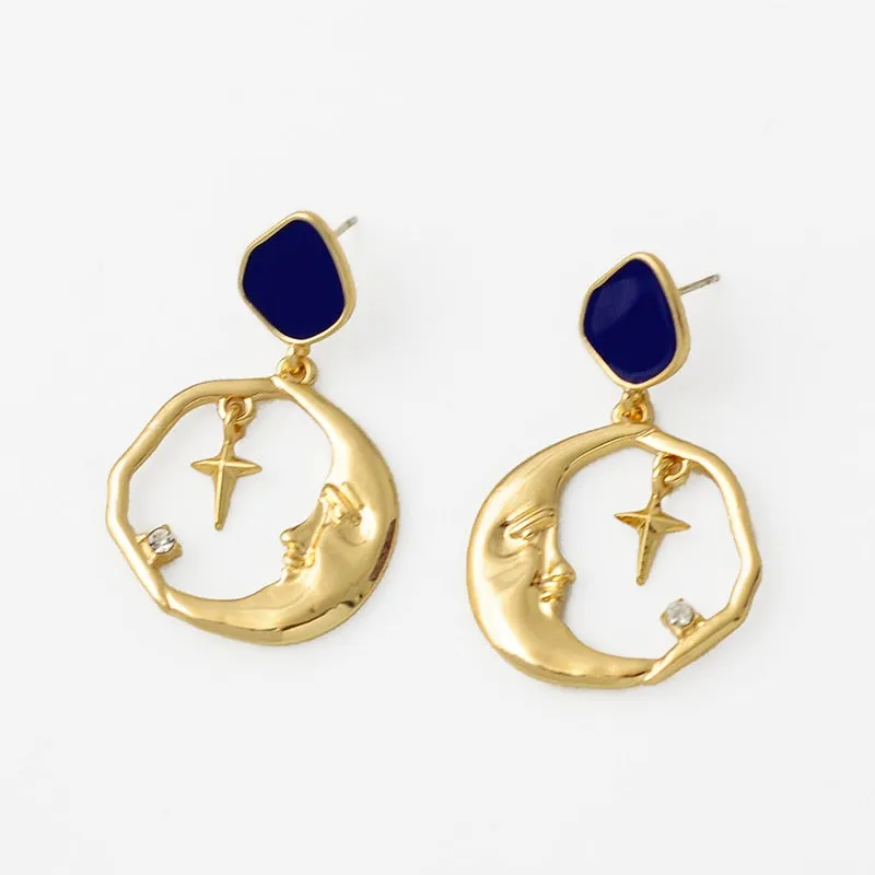 Vintage Drop Earring Inspired by Star Moon