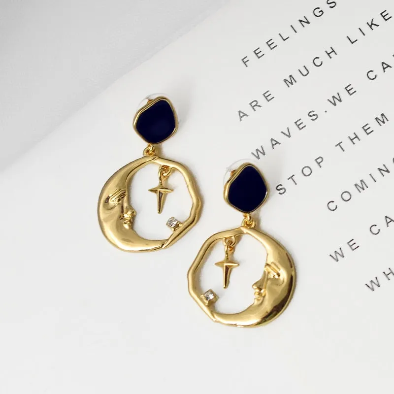Vintage Drop Earring Inspired by Star Moon