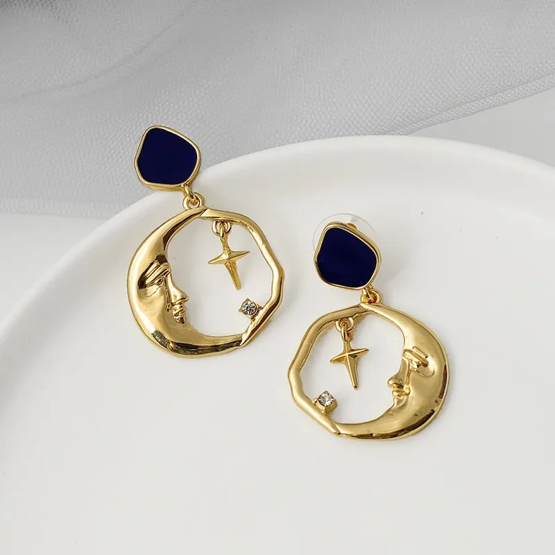 Vintage Drop Earring Inspired by Star Moon