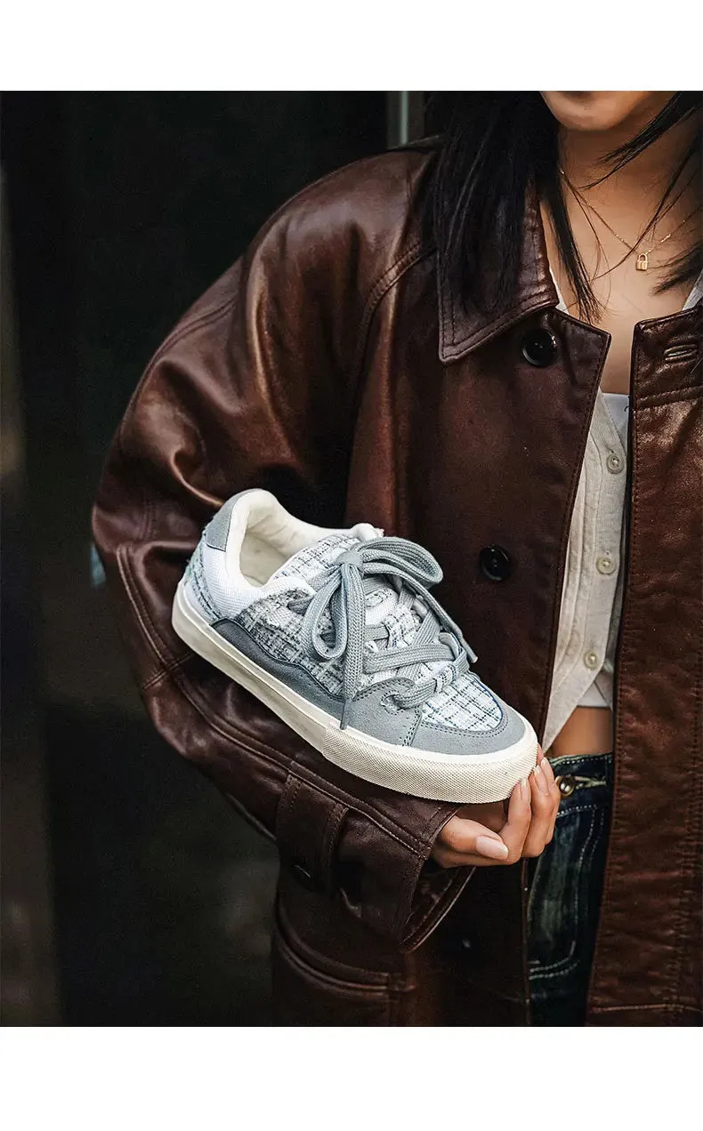VougeVamp Women's Korean Fashion Canvas Sneakers – Trendy Platform Board Shoes for Casual Wear