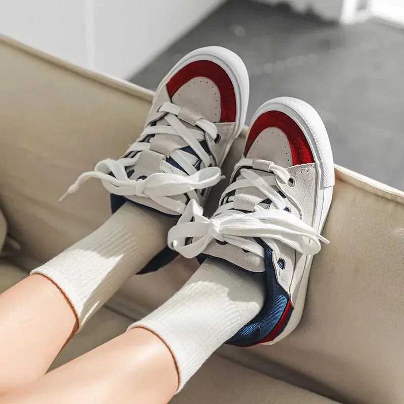 VougeVamp Women's Korean Fashion Canvas Sneakers – Trendy Platform Board Shoes for Casual Wear