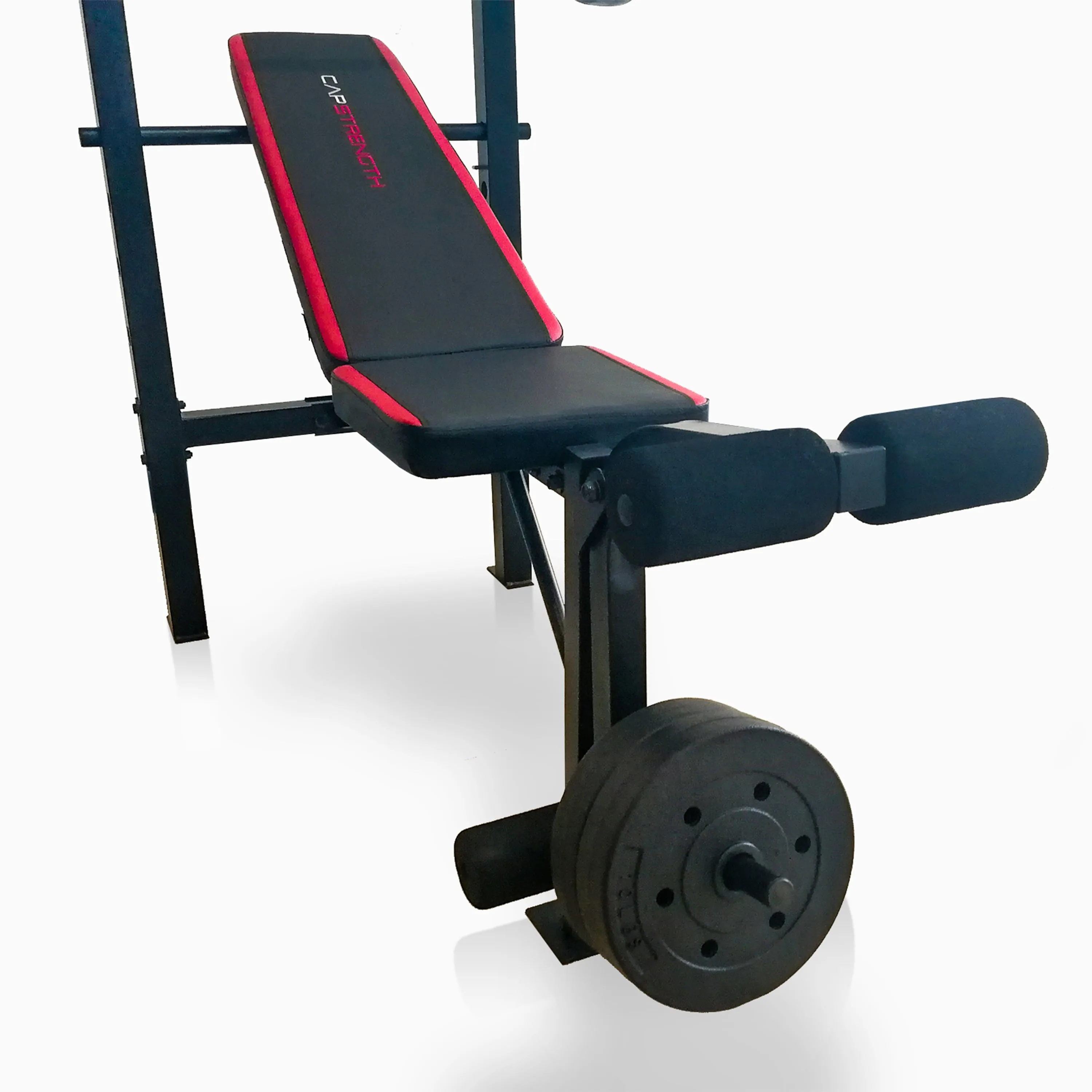 Weight Bench w/ Rack &Leg Extension & 90 lb. Vinyl Weight Set