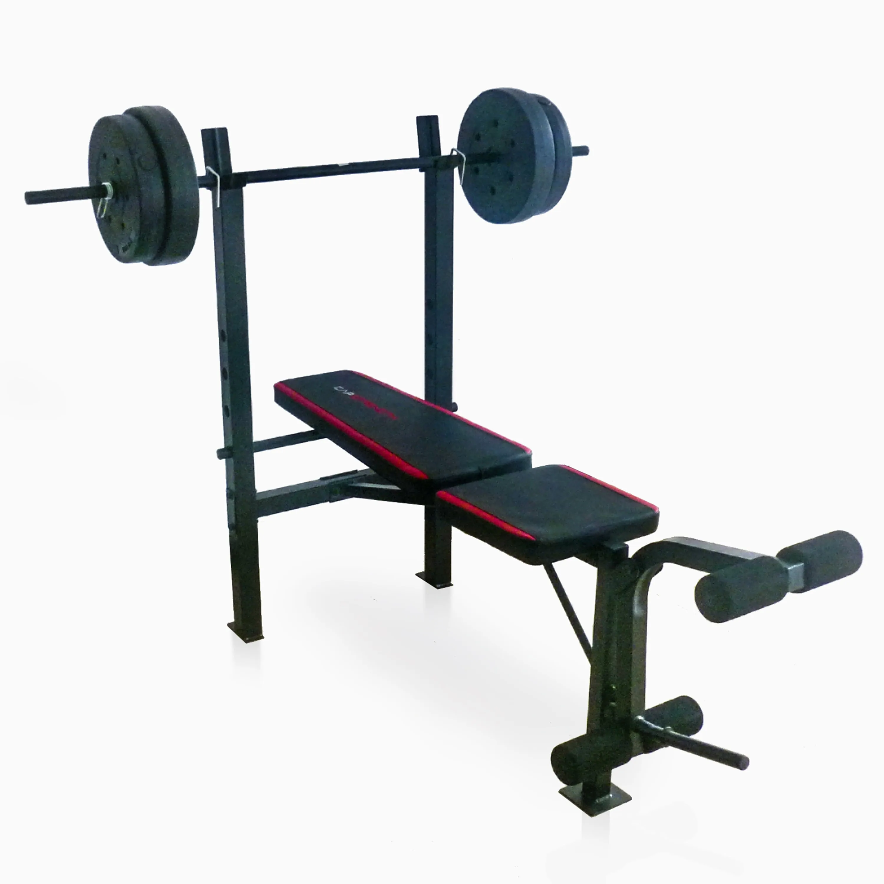 Weight Bench w/ Rack &Leg Extension & 90 lb. Vinyl Weight Set