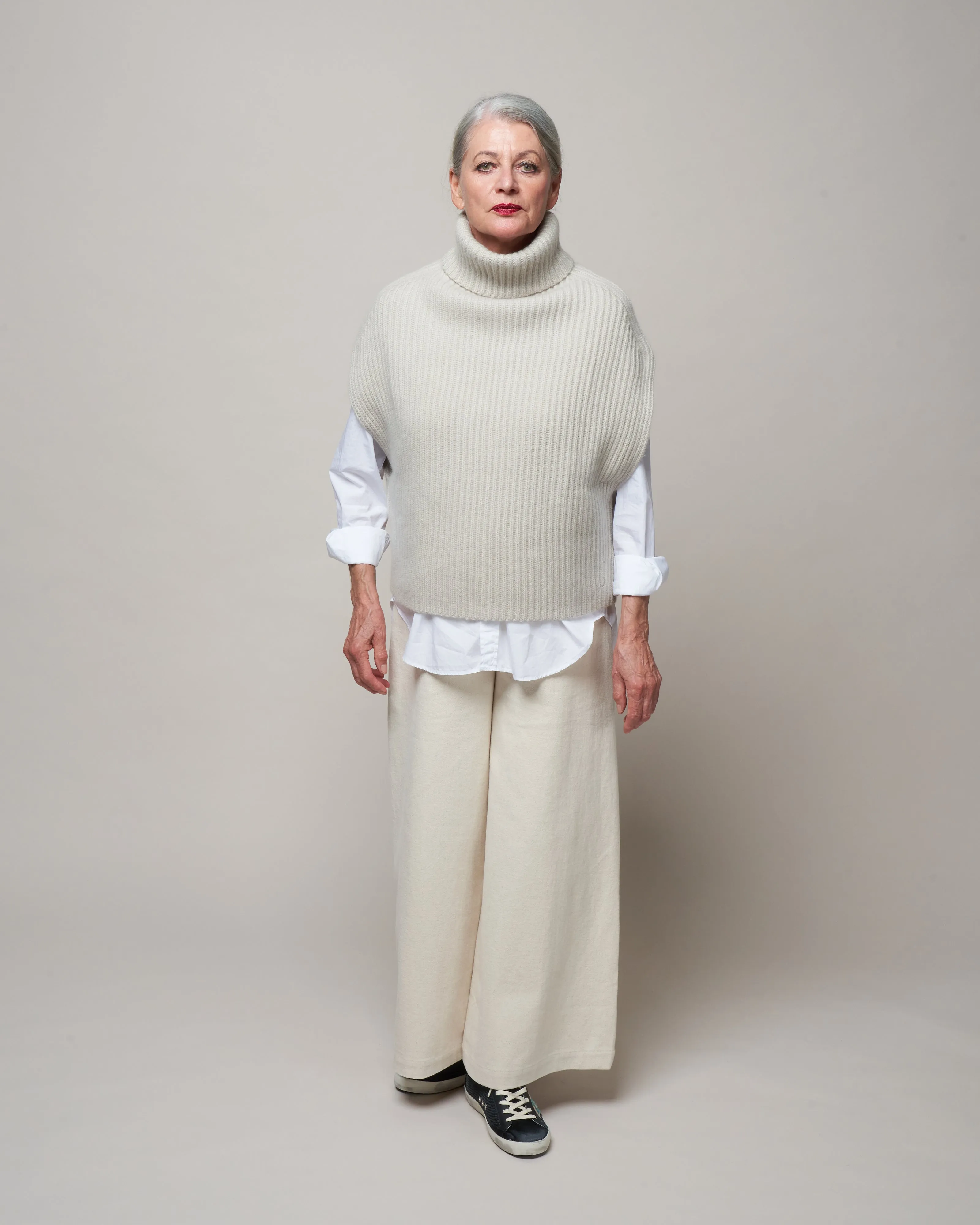 wide leg trouser - bone