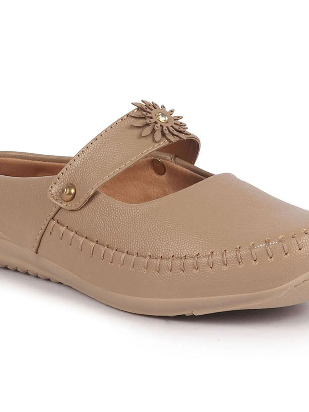 Women Chikku Floral Strap Back Open Slip On Casual Shoes|Outing Weekend Dress Shoes|All Day Comfort Shoe