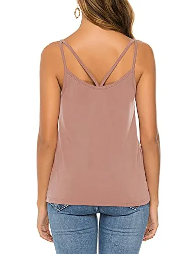 Womens Sexy Yoga Tank Tops Summer V Neck Workout Tops Backless Beach Shirts Open Back Activewear Gym Sports Shirts Pink M