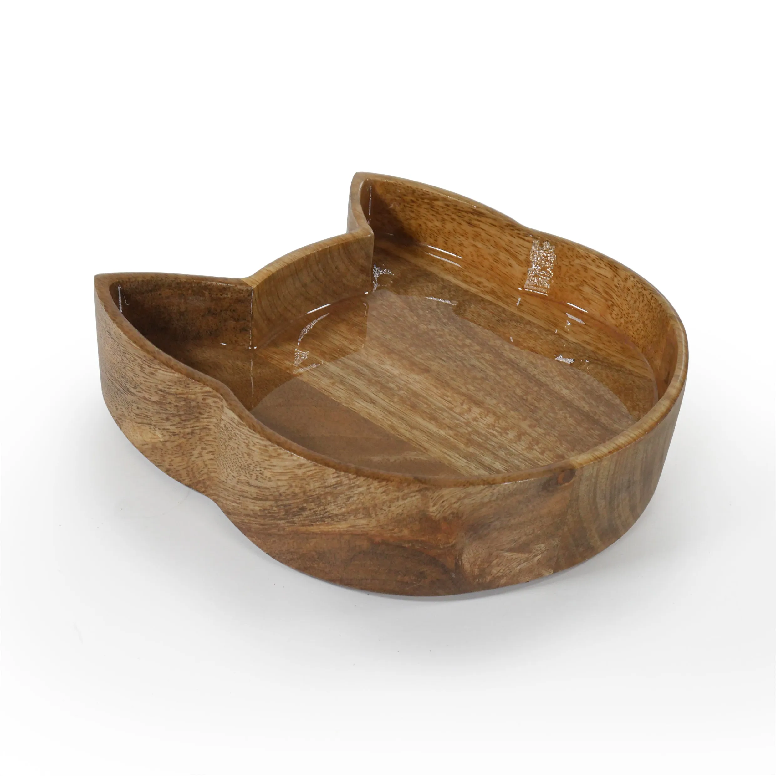 Wooden cat bowl