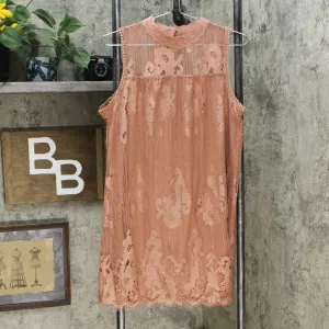 Xhilaration Women's Lace Mockneck Lined Shift Mini Dress Mauve Large